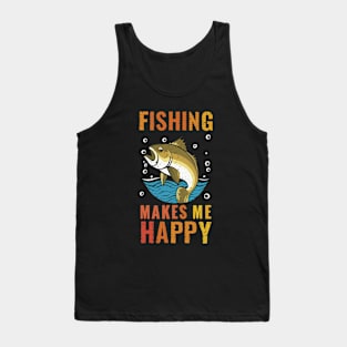 Fishing Makes Me Happy Vintage Vibes Tank Top